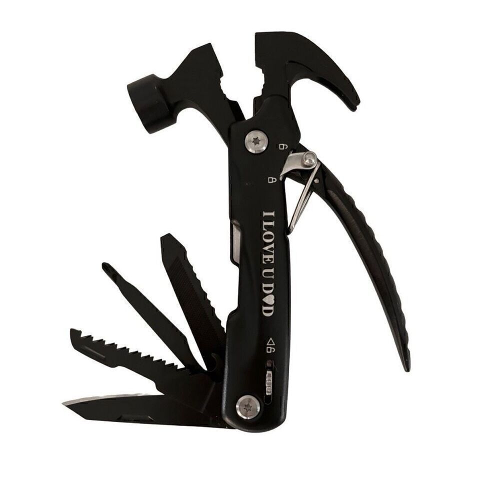 NWOT Amazon Mens I Love U Dad All in 1 Multitool Stainless W/ Case Black Mini